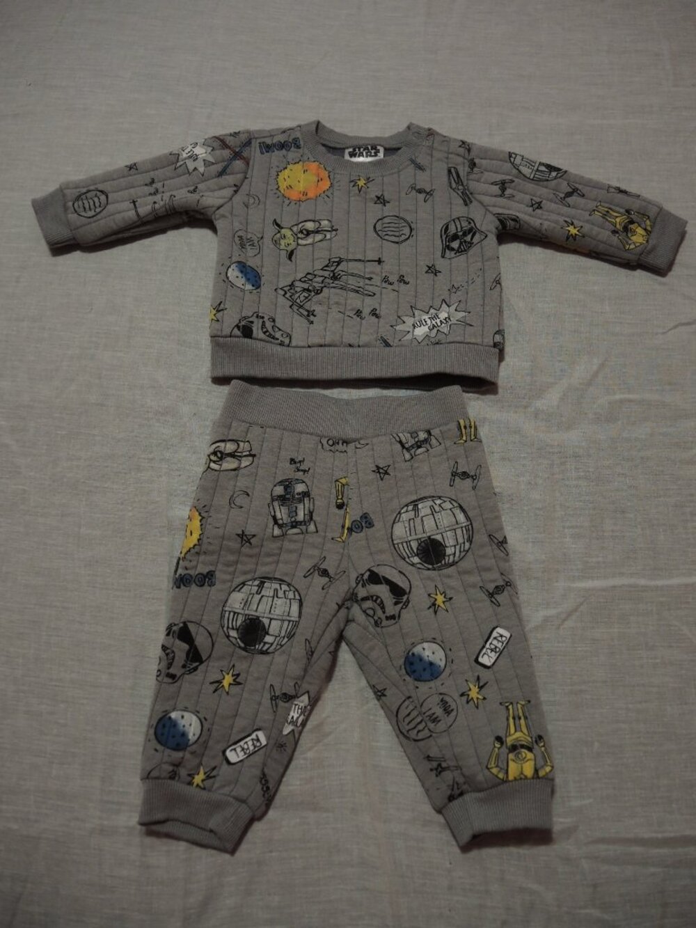 Star Wars Baby Sweat Outfit Gray w/ Graphic Print Size 6 - 9 Months